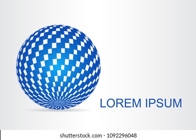  Abstract technology logo stylized spherical surface with abstract shapes. This logo is suitable for global company, world technologies, media and publicity agencies 