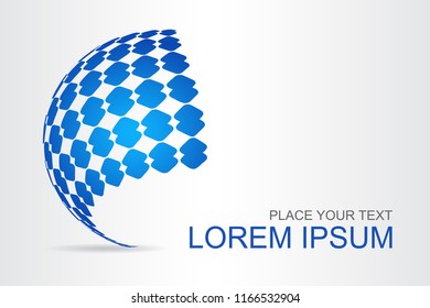  Abstract technology logo stylized spherical surface with abstract shapes. This logo is suitable for global company, world technologies, media and publicity agencies 