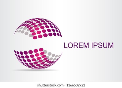  Abstract technology logo stylized spherical surface with abstract shapes. This logo is suitable for global company, world technologies, media and publicity agencies 