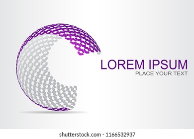  Abstract technology logo stylized spherical surface with abstract shapes. This logo is suitable for global company, world technologies, media and publicity agencies 