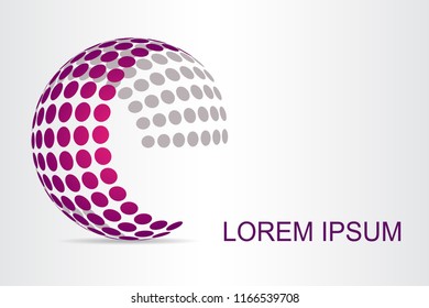  Abstract technology logo stylized spherical surface with abstract shapes. This logo is suitable for global company, world technologies, media and publicity agencies 