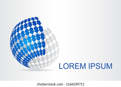  Abstract technology logo stylized spherical surface with abstract shapes. This logo is suitable for global company, world technologies, media and publicity agencies 