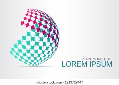  Abstract technology logo stylized spherical surface with abstract shapes. This logo is suitable for global company, world technologies, media and publicity agencies 