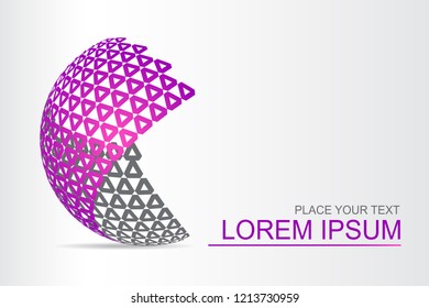  Abstract technology logo stylized spherical surface with abstract shapes. This logo is suitable for global company, world technologies, media and publicity agencies 