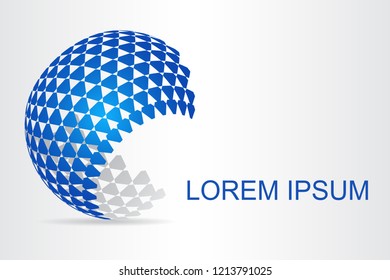  Abstract technology logo stylized spherical surface with abstract shapes. This logo is suitable for global company, world technologies, media and publicity agencies 