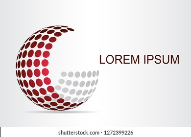 Abstract technology logo stylized spherical surface with abstract shapes. This logo is suitable for global company, world technologies, media and publicity agencies 