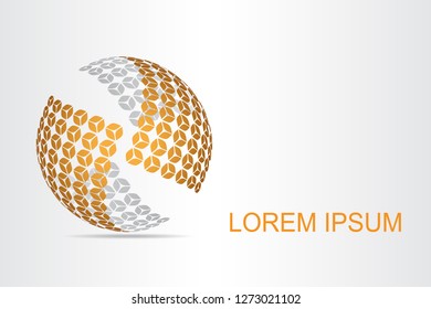 Abstract technology logo stylized spherical surface with abstract shapes. This logo is suitable for global company, world technologies, media and publicity agencies 