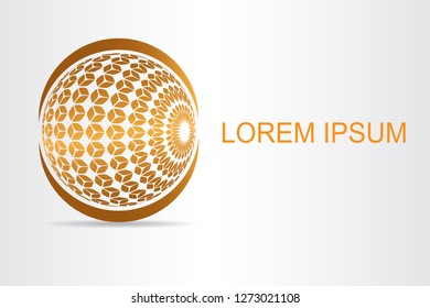 Abstract technology logo stylized spherical surface with abstract shapes. This logo is suitable for global company, world technologies, media and publicity agencies 