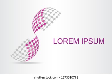 Abstract technology logo stylized spherical surface with abstract shapes. This logo is suitable for global company, world technologies, media and publicity agencies 