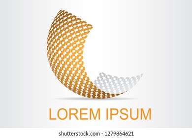 Abstract technology logo stylized spherical surface with abstract shapes. This logo is suitable for global company, world technologies, media and publicity agencies 
