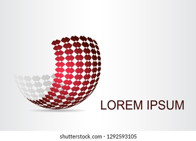 Abstract technology logo stylized spherical surface with abstract shapes. This logo is suitable for global company, world technologies, media and publicity agencies 