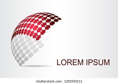 Abstract technology logo stylized spherical surface with abstract shapes. This logo is suitable for global company, world technologies, media and publicity agencies 
