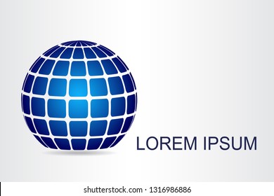 Abstract technology logo stylized spherical surface with abstract shapes. This logo is suitable for global company, world technologies, media and publicity agencies 