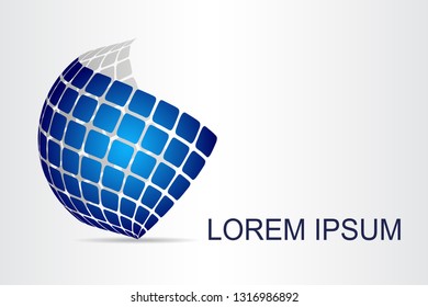 Abstract technology logo stylized spherical surface with abstract shapes. This logo is suitable for global company, world technologies, media and publicity agencies 