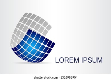 Abstract technology logo stylized spherical surface with abstract shapes. This logo is suitable for global company, world technologies, media and publicity agencies 