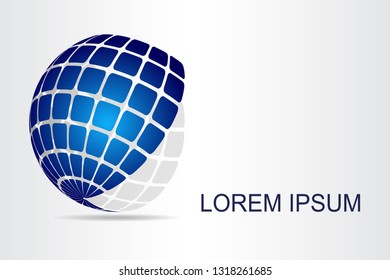 Abstract technology logo stylized spherical surface with abstract shapes. This logo is suitable for global company, world technologies, media and publicity agencies 