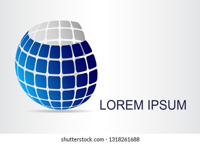 Abstract technology logo stylized spherical surface with abstract shapes. This logo is suitable for global company, world technologies, media and publicity agencies 
