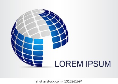 Abstract technology logo stylized spherical surface with abstract shapes. This logo is suitable for global company, world technologies, media and publicity agencies 