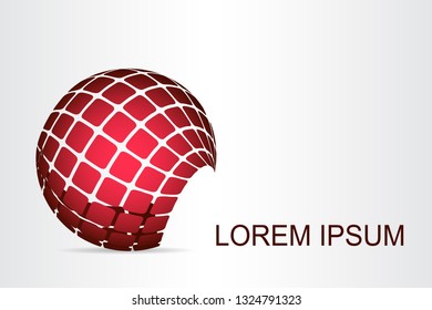 Abstract technology logo stylized spherical surface with abstract shapes. This logo is suitable for global company, world technologies, media and publicity agencies 