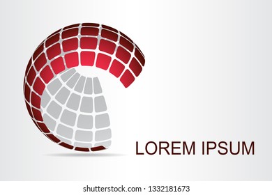 Abstract technology logo stylized spherical surface with abstract shapes. This logo is suitable for global company, world technologies, media and publicity agencies 