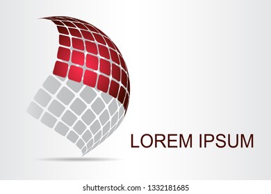 Abstract technology logo stylized spherical surface with abstract shapes. This logo is suitable for global company, world technologies, media and publicity agencies 