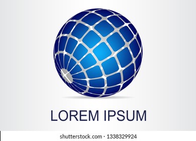 Abstract technology logo stylized spherical surface with abstract shapes. This logo is suitable for global company, world technologies, media and publicity agencies 