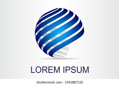 Abstract technology logo stylized spherical surface with abstract shapes. This logo is suitable for global company, world technologies, media and publicity agencies 