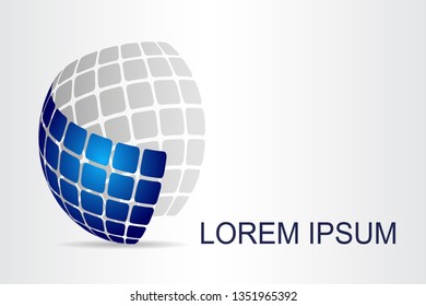 Abstract technology logo stylized spherical surface with abstract shapes. This logo is suitable for global company, world technologies, media and publicity agencies 
