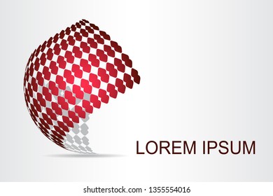 Abstract technology logo stylized spherical surface with abstract shapes. This logo is suitable for global company, world technologies, media and publicity agencies 