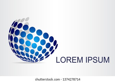 Abstract technology logo stylized spherical surface with abstract shapes. This logo is suitable for global company, world technologies, media and publicity agencies 