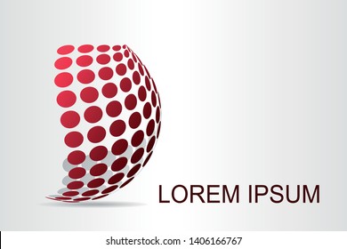 Abstract technology logo stylized spherical surface with abstract shapes. This logo is suitable for global company, world technologies, media and publicity agencies 