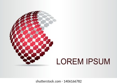 Abstract technology logo stylized spherical surface with abstract shapes. This logo is suitable for global company, world technologies, media and publicity agencies 