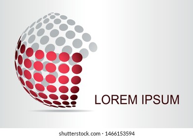 Abstract technology logo stylized spherical surface with abstract shapes. This logo is suitable for global company, world technologies, media and publicity agencies 