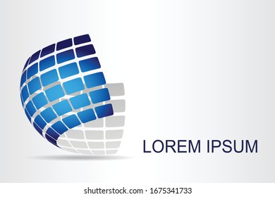 Abstract technology logo stylized spherical surface with abstract shapes. This logo is suitable for global company, world technologies, media and publicity agencies 