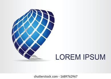 Abstract technology logo stylized spherical surface with abstract shapes. This logo is suitable for global company, world technologies, media and publicity agencies 