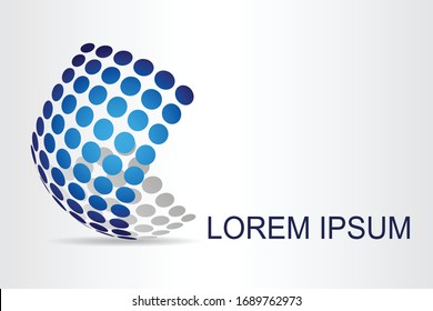Abstract technology logo stylized spherical surface with abstract shapes. This logo is suitable for global company, world technologies, media and publicity agencies 