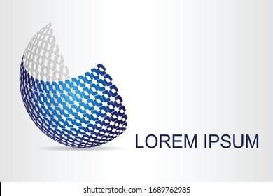 Abstract technology logo stylized spherical surface with abstract shapes. This logo is suitable for global company, world technologies, media and publicity agencies 