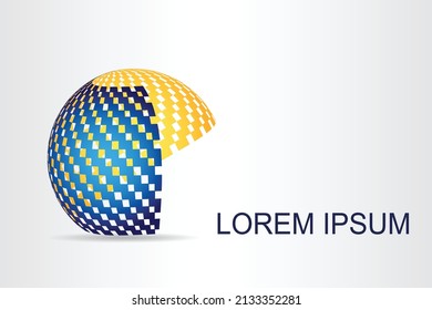 Abstract technology logo stylized spherical surface with abstract shapes. This logo is suitable for global company, world technologies, media and publicity agencies 