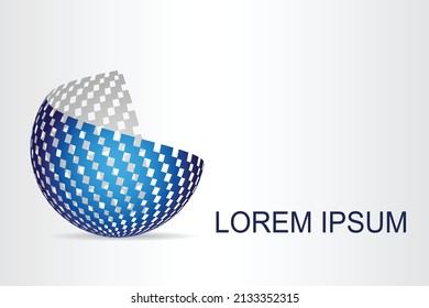 Abstract technology logo stylized spherical surface with abstract shapes. This logo is suitable for global company, world technologies, media and publicity agencies 