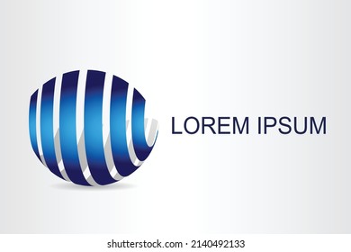 Logo de la tecnología abstracta estilizada de superficie esférica con formas abstractas. Este logotipo es adecuado para empresas, tecnologías mundiales, medios de comunicación y agencias de publicidad 