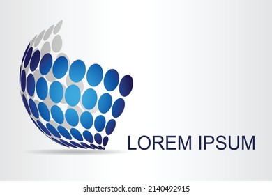 Abstract technology logo stylized spherical surface with abstract shapes. This logo is suitable for global company, world technologies, media and publicity agencies 