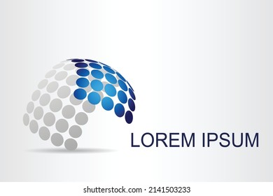 Abstract technology logo stylized spherical surface with abstract shapes. This logo is suitable for global company, world technologies, media and publicity agencies 