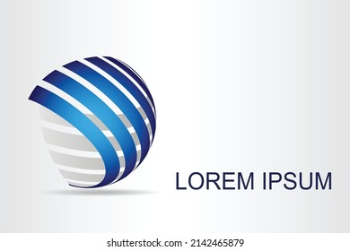 Logo de la tecnología abstracta estilizada de superficie esférica con formas abstractas. Este logotipo es adecuado para empresas, tecnologías mundiales, medios de comunicación y agencias de publicidad 