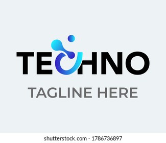 Plantilla de logotipo de tecnología de resumen para identidad corporativa y tarjetas de visita. Plantilla ficticia del logotipo de Techno para la empresa de tecnología e investigación.