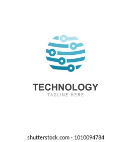 Abstract technology logo template, globe icon illustration