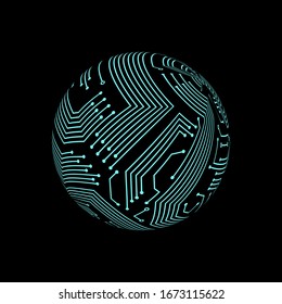 Abstract technology logo template, globe, sphere vector icon. circuit style vector illustration.