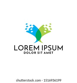 Abstract technology logo template icon isolated vector with slash data symbol in modern flat design pictogram illustration