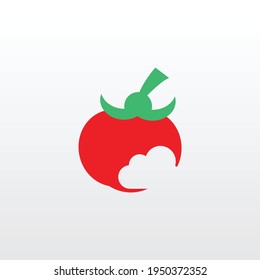 abstract technology logo. tomato and cloud Logo. a unique, exclusive, elegant, professional, clean, simple, modern logo. It would be perfect for your company