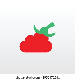abstract technology logo. tomato and cloud Logo. a unique, exclusive, elegant, professional, clean, simple, modern logo. It would be perfect for your company