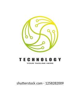 Abstract Technology logo vector with world concept, industrial emblem or symbol, sign, earth shape, mono lines,creative tech icon design, illustration element, 